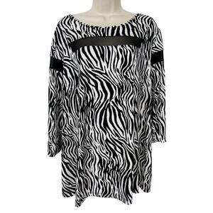 George Simonton Top Women 3X Animal Print Sheer Accent Career Party Date A238561